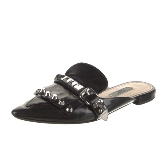 PRADA Leather Studded Mule in Black - Picture 3 of 6